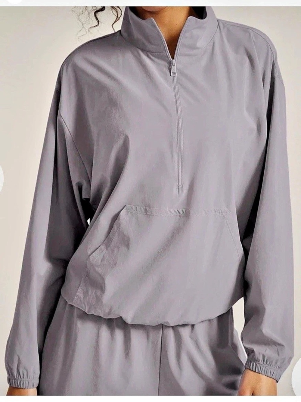 Beyond Yoga Half Zip Gray Fleece Pullover Jacket Sz M